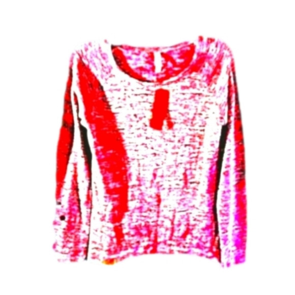 Exhilaration l heathered pink hi-lo hem lace ruffle on hem sweater. - Picture 1 of 8
